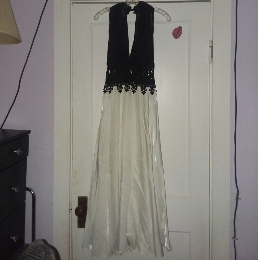 Formal black and white dress